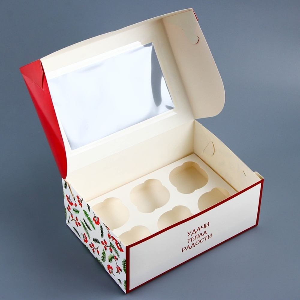 Коробка для 6 капкейков «С Новым годом»