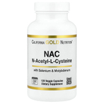 California Gold Nutrition, N-ацетил-L-цистеин с молибденом и селеном, 120 растительных капсул