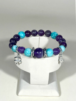 Браслет для Водолея, аметист и амазонит