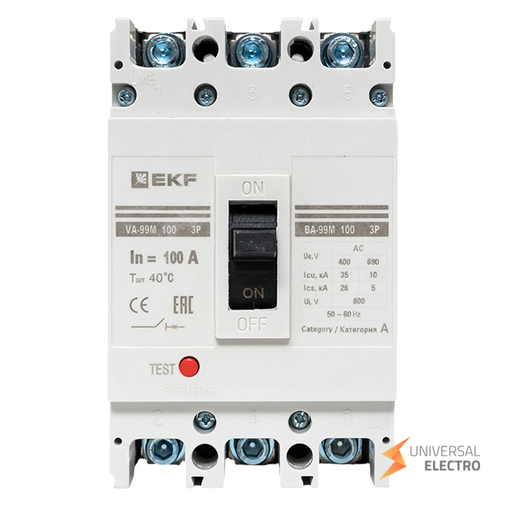 Выключатель автоматический ВА-99М 100/100А 3P 35кА EKF