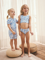 Купальник слитный на молнии для девочки Next AB7-032, Синий, Белый