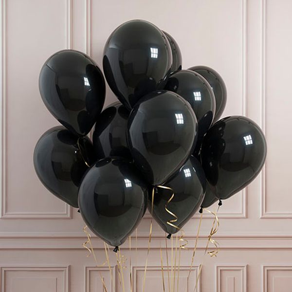 Облако черных шаров с гелием