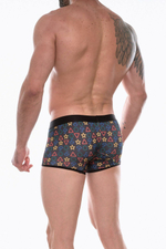 Темно-серые трусы-боксеры с разноцветным принтом (Размер: S) (Цвет: темно-серый)