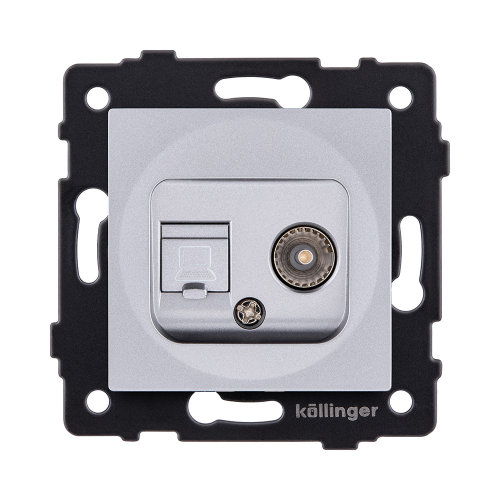 Розетка двойная TV (мама) + RJ45 Cat.6, серый Kollinger REA-021GY для Aspekt, Eleganz, Reflex