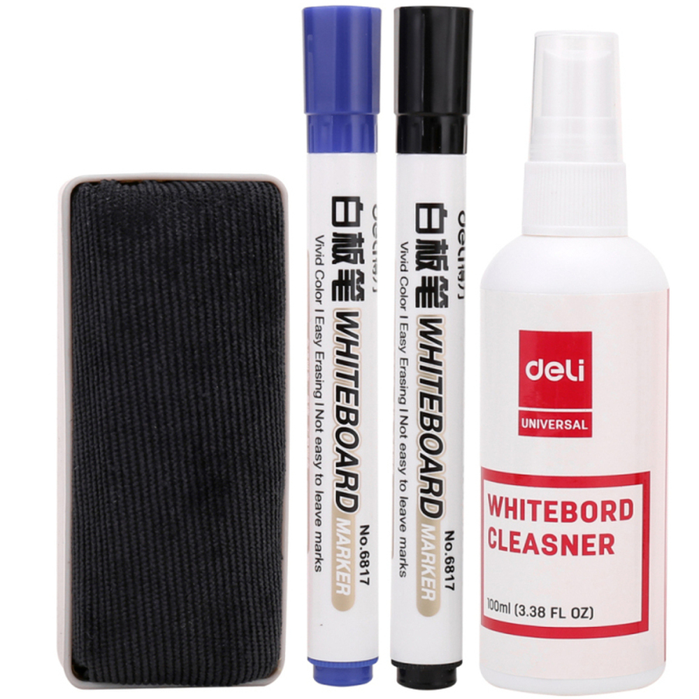 Набор DELI для маркерной доски: жидкость, маркер 2 шт, губка
