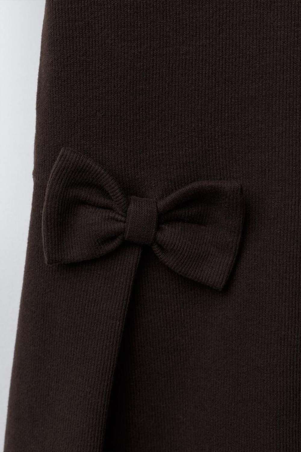 ZARA ПЛАТЬЕ В РУБЧИК С БАНТАМИ, КОРИЧНЕВЫЙ