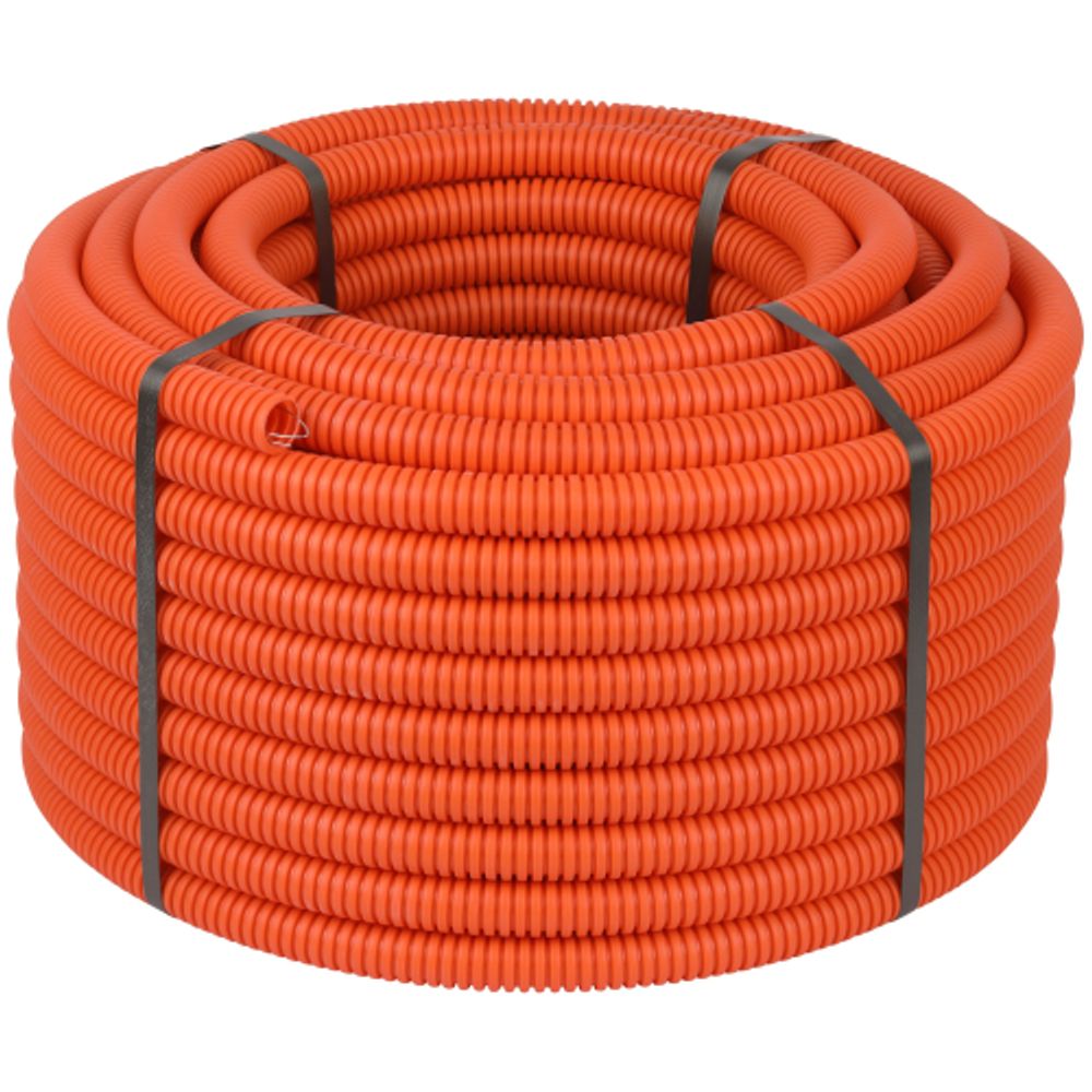 Труба гофрированная ПНД ЭРА GOFR-25-50-HD-OR-T тяжелая оранжевая безгалогенная (HF) d 25мм с зондом 50м | Трубы гофрированные ПНД