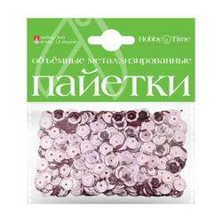 Пайетки 3D, "Набор №6", однотонные, металлизированные, 8мм, 12вид, Hobby time