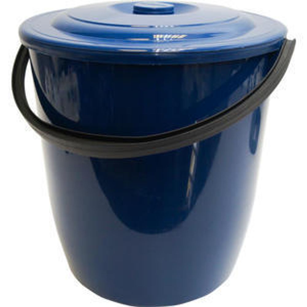 Ведро Гуппи 15л с крышкой &quot;Крепыш&quot; синее