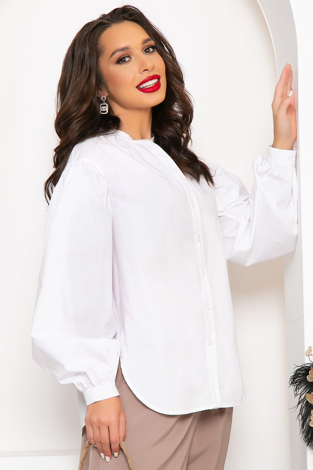 Рубашка с объёмными рукавами "Эльза" (вайт) Б4325 LT Collection (Акция)