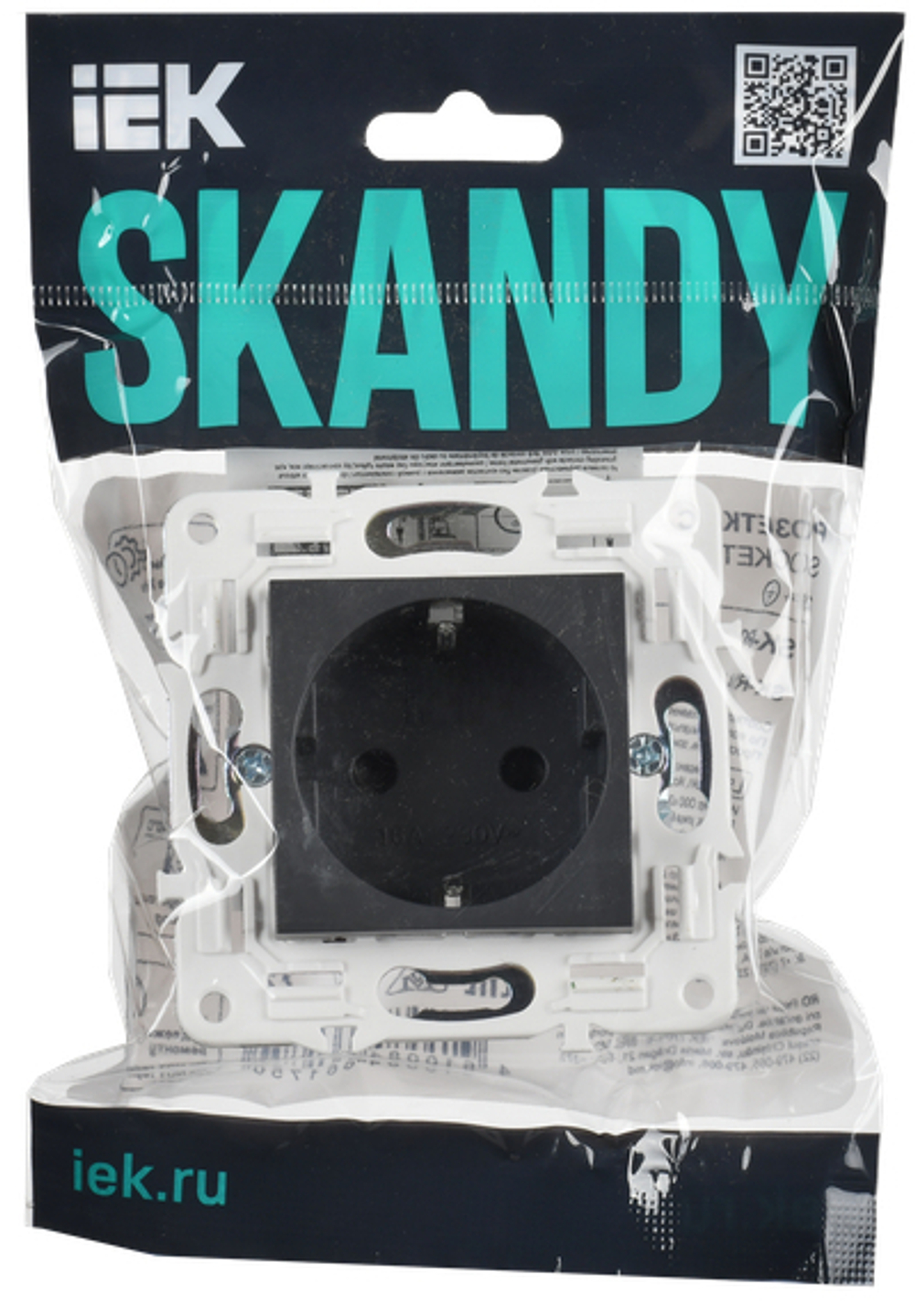 SKANDY Розетка с заземлением с защитными шторками 16А безвинтовое крепление SK-R06G графит IEK