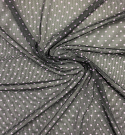 Сетка эластичная черная в сиреневый горох 0,5 х 1,7 м