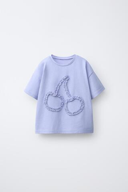 ZARA ФУТБОЛКА С ВОЛНИСТЫМ ПРИНТОМ, ЛАВАНДОВО-СИНИЙ