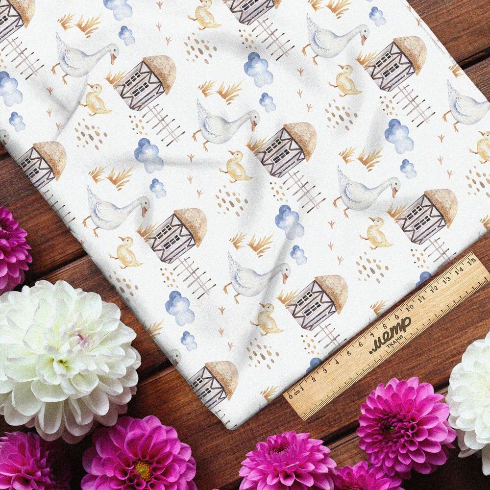 Ткань бязь мама гусыня