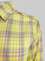 Рубашка Jirunlian 2358 удлиненная в клетку с необработанным краем