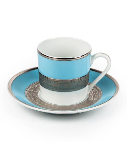 Tunisie Porcelaine Набор кофейных пар на 6 персон Mimosa Monaco Bleu Turquoise, лиможский фарфор