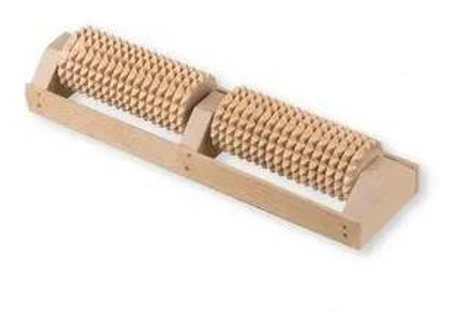 Массажер деревянный для ног с 2 роликами