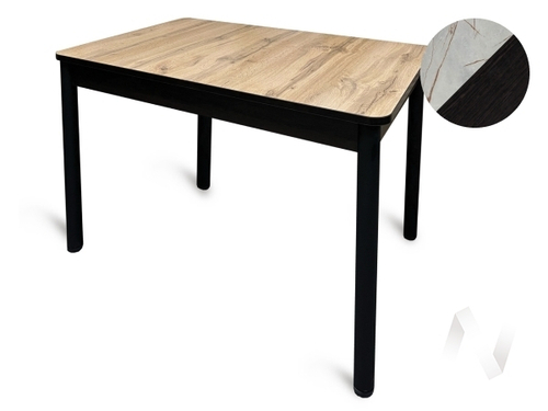 Стол Лидер (опоры черный/пластик каспий серый; кромка венге)