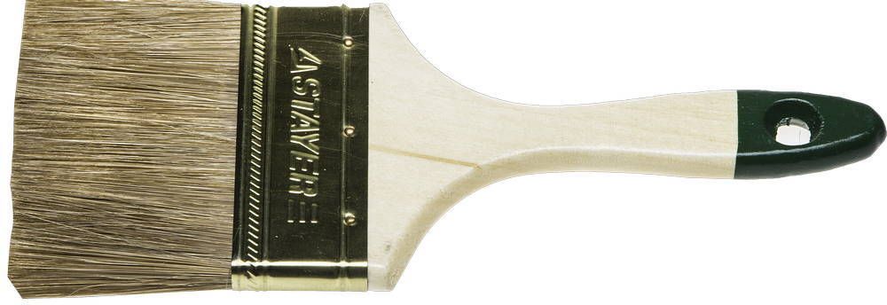 Кисть плоская STAYER ″LASUR-STANDARD″, смешанная (натуральная и искусственная) щетина, деревянная ручка, 100мм