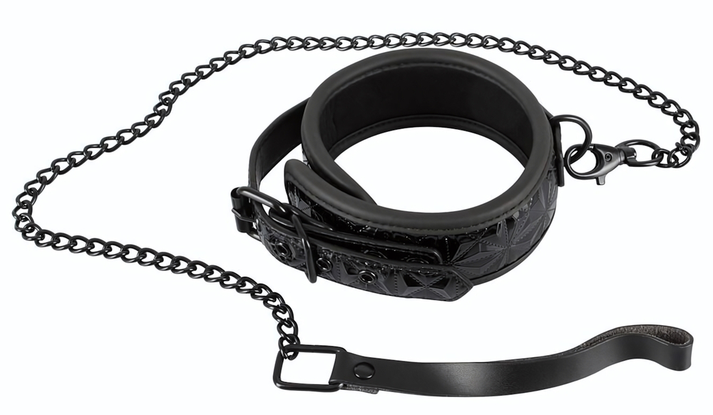 Ошейник и поводок с геометрическим узором Collar with Leash (Цвет: черный)