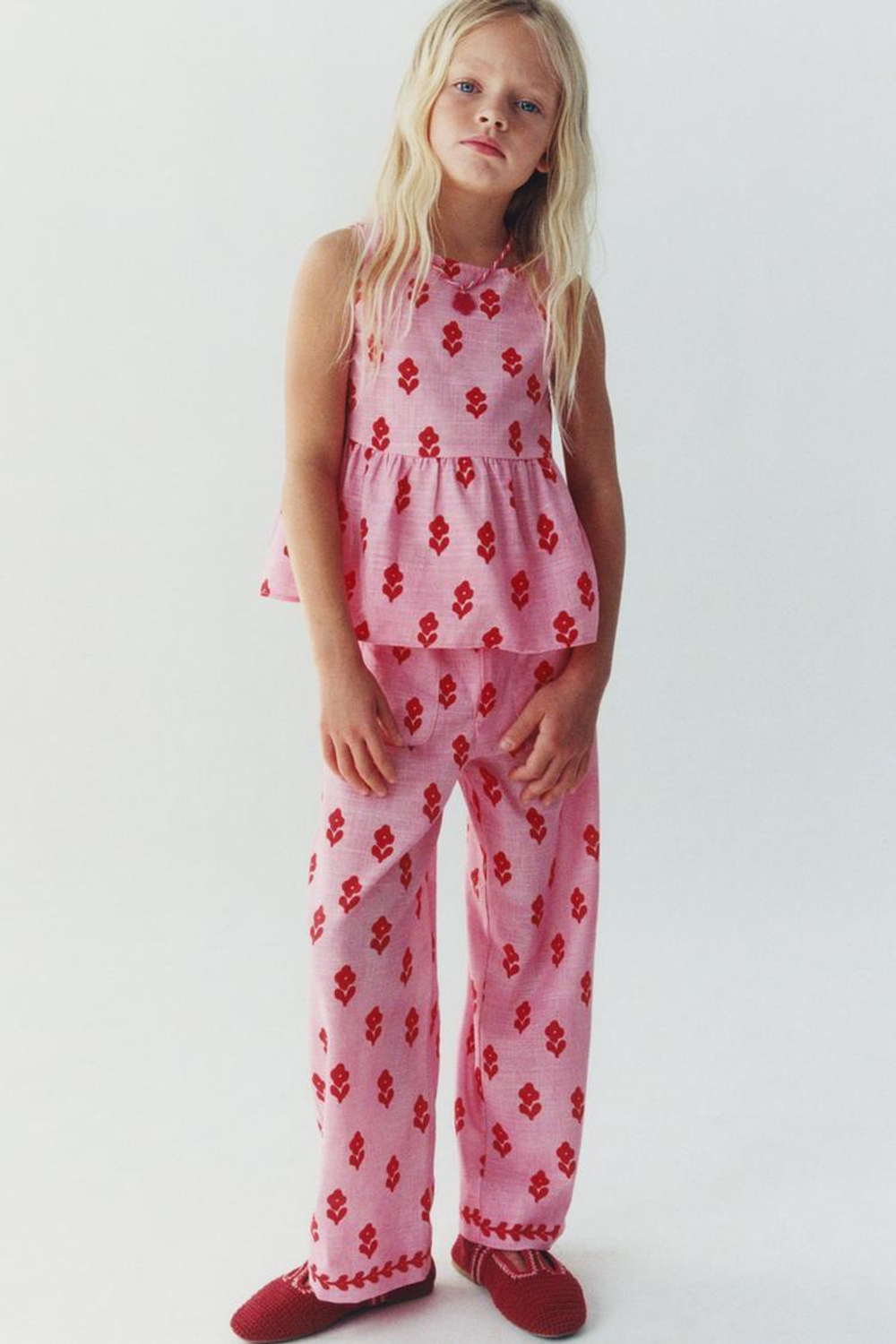 ZARA БЛУЗА С ПРИНТОМ, РОЗОВЫЙ