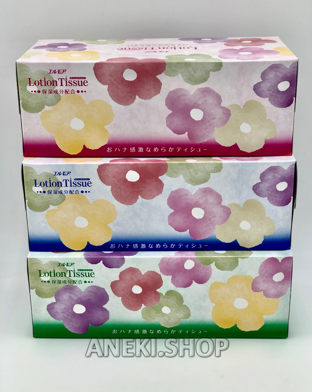 Салфетки бумажные двухслойные с экстрактом малины 200 шт. Kami Shodji Ellemoi Lotion