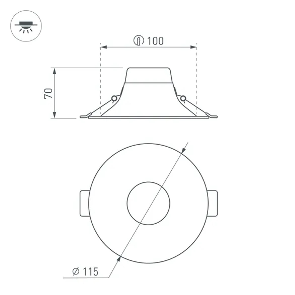 Светильник MS-BLIZZARD-BUILT-R115-10W Warm3000 (WH, 100 deg, 230V) (Arlight, IP20 Металл, 3 года) 036577