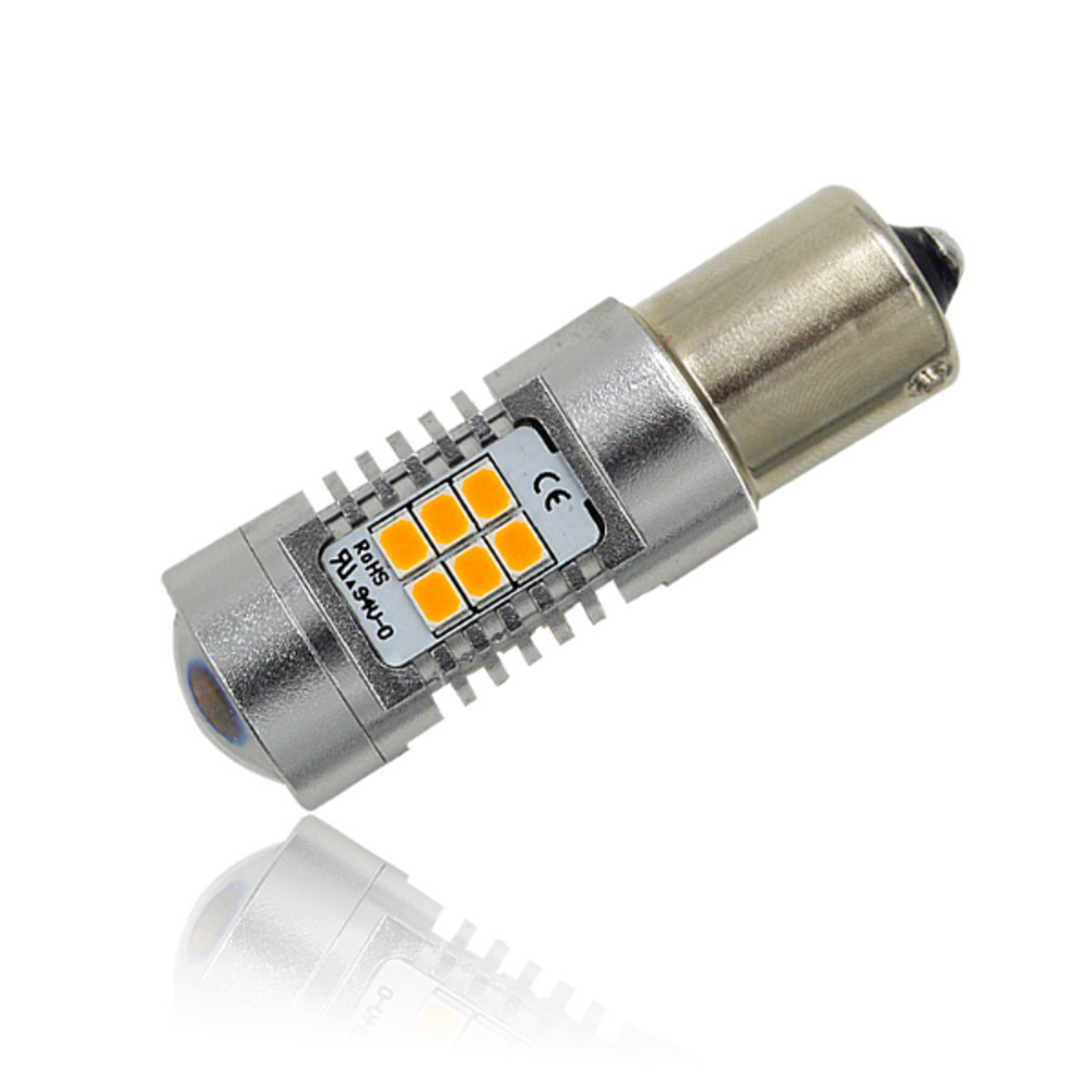 Светодиодная лампа 1156 (S25/BA15S/P21W) 4G21 Yellow, Оранжевая для поворотника, 12V 16W, 1шт