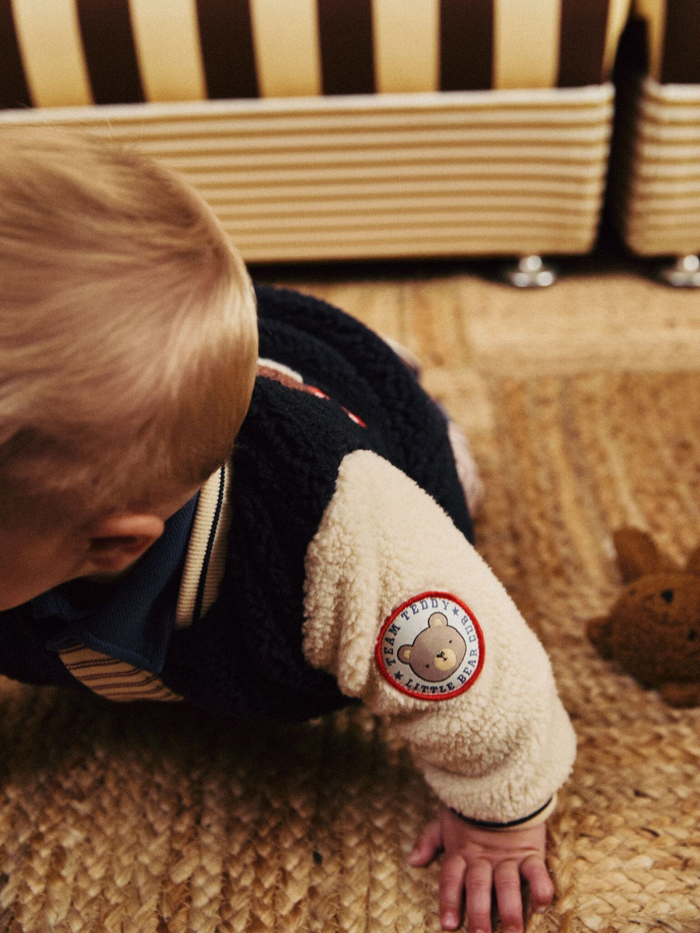 Флисовая куртка для малышей Next B79-296, Бежевый, Темно-синий