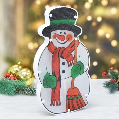 Фигура светодиодная "Снеговичок" 14*25см, 1 режим, батарейки 3ААА