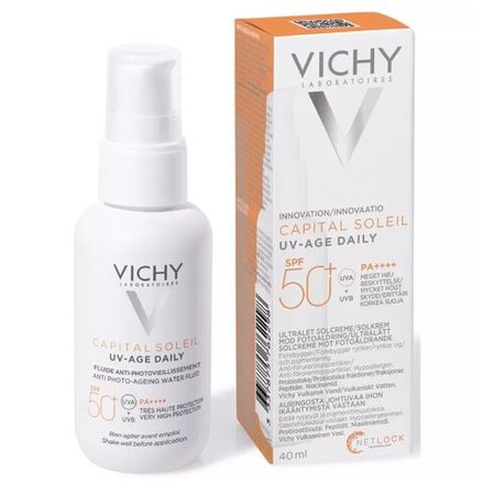 Невесомый солнцезащитный флюид для лица против признаков фотостарения Vichy UV-Age Daily SPF 50+, 40 мл