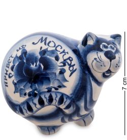ГЛ- 365 Фигурка «Кот-Колобок» (Гжельский фарфор)