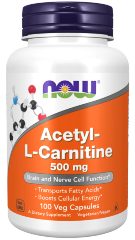 NOW Foods, Ацетил-L-Карнитин 500 мг, Acetyl-L-Carnitine 500 mg, 100 вегетарианских капсул