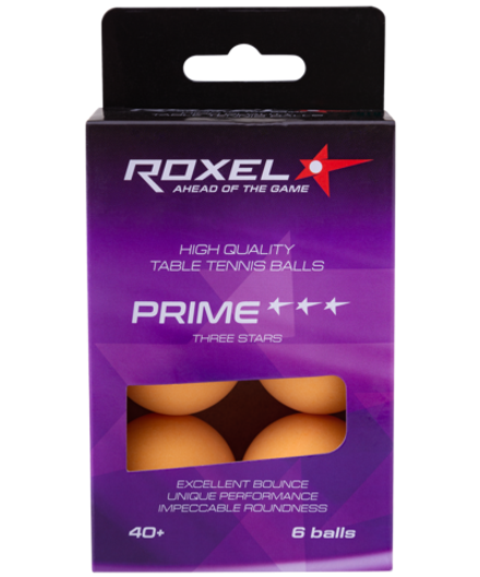 Мяч для настольного тенниса 3* Prime, оранжевый, 6 шт.