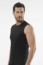 Футболка мужская с круглым вырезом без рукавов черный