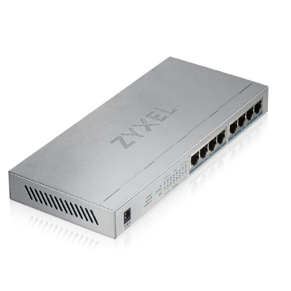 Коммутатор ZYXEL GS1008HP-EU0101F PoE+ коммутатор GS1008HP, 8xGE PoE+, настольный, металлический, бесшумный, бюджет PoE 60 Вт