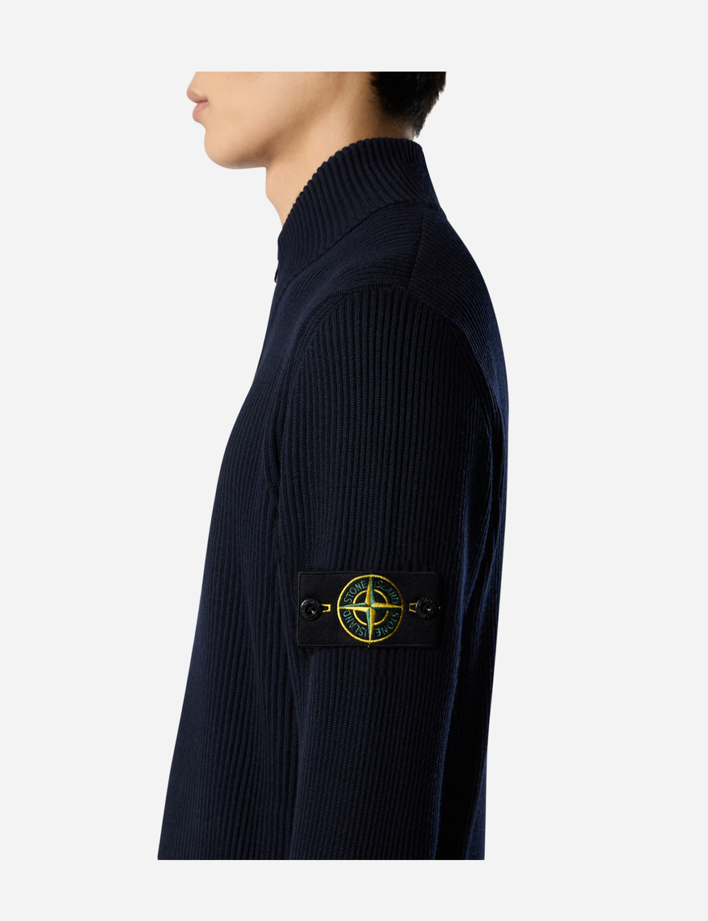 Stone Island Zip-up Jumper Wool Navy Blue