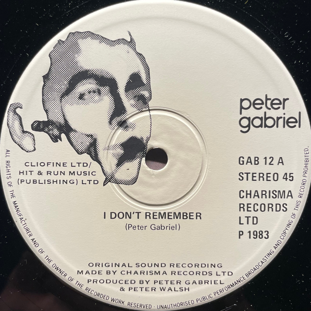 Peter Gabriel ‎– I Don't Remember (Англия 1983г.) 12", 45 RPM