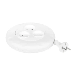 Удлинитель сетевой 3 розетки, 3 метра, круглый, белый