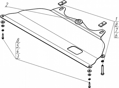 Защита стальная 2 мм ГУР Infiniti FX 35 MOTODOR.08002