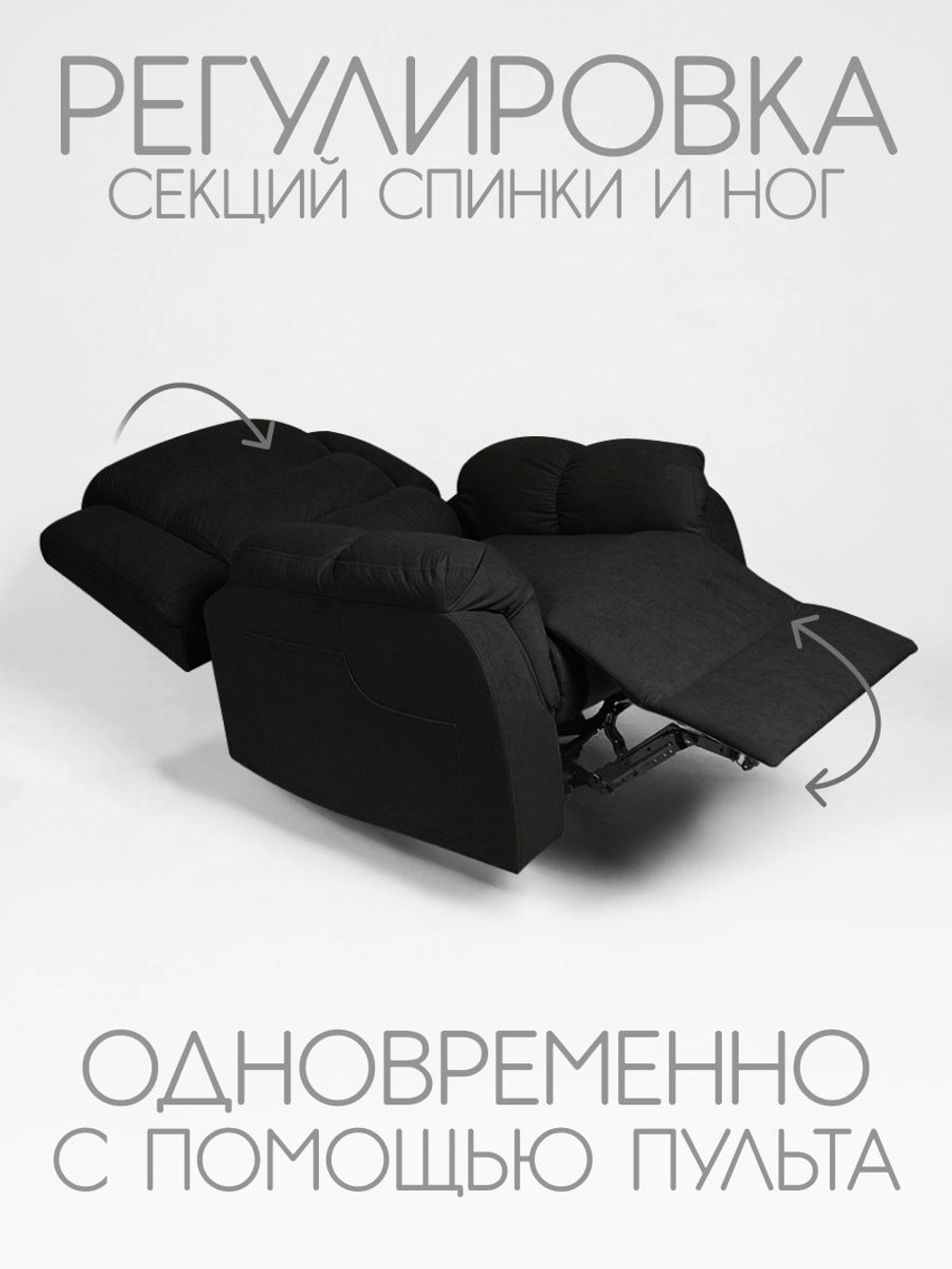 Кресло реклайнер велюр электрическое (1 мотор и 2 мотора)