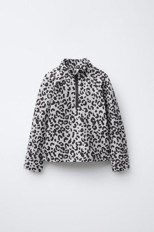 ZARA ДЫШАЩАЯ ФУТБОЛКА С АНИМАЛИСТИЧЕСКИМ ПРИНТОМ, СВЕТЛО-СЕРЫЙ