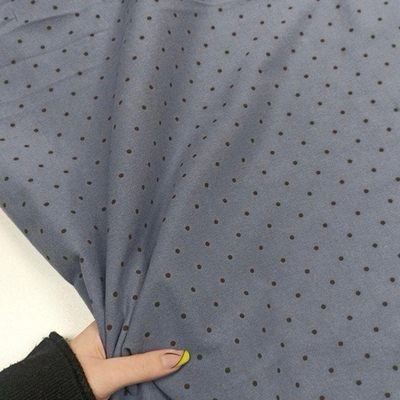 Фланель Чёрный горошек на сизом фоне