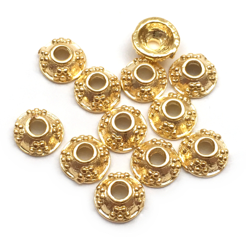 Шапочки для бусин 7х3 мм, позолота