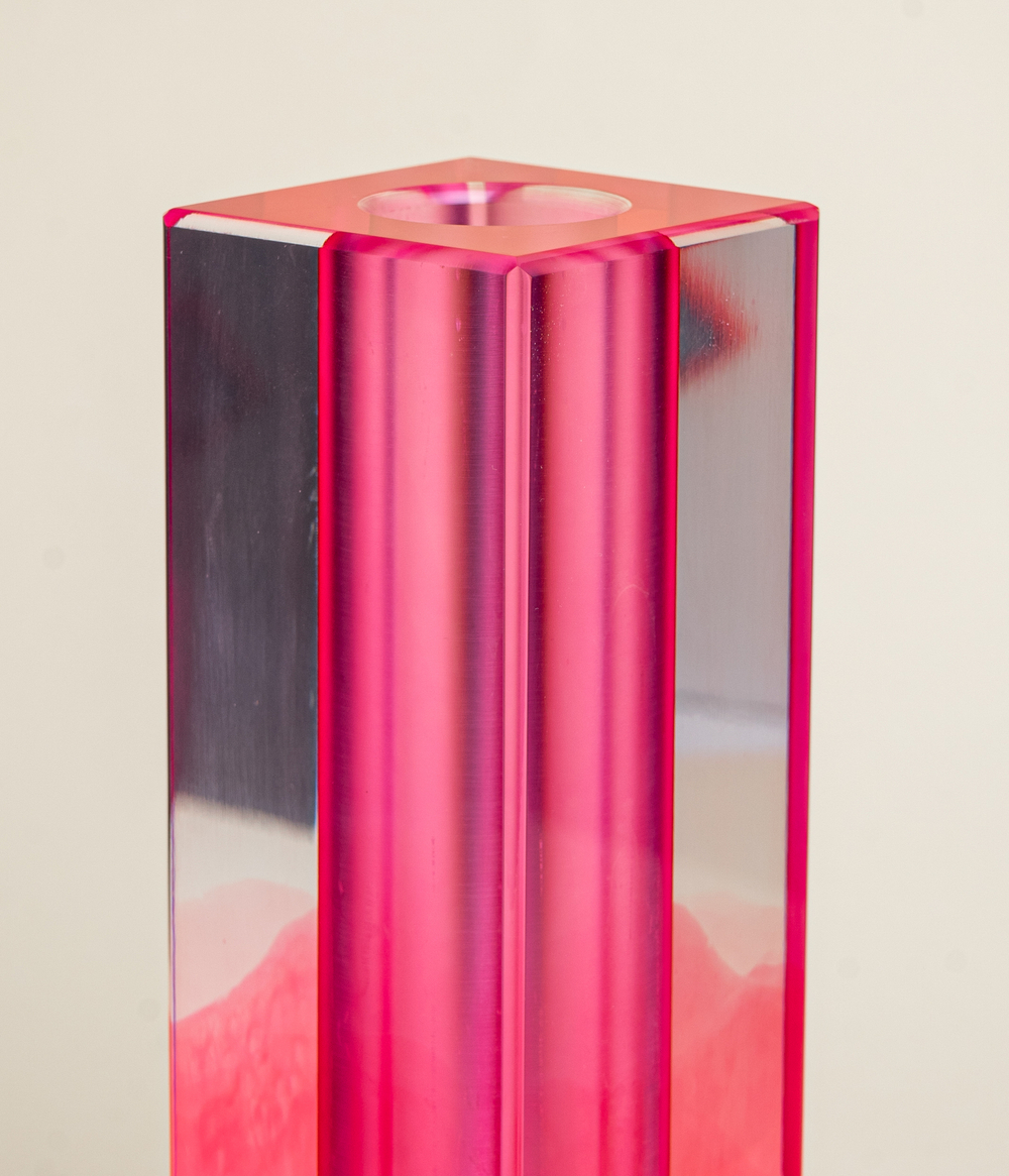 Ваза/Подсвечник из акрила 5 х 5 х 20 Розовый