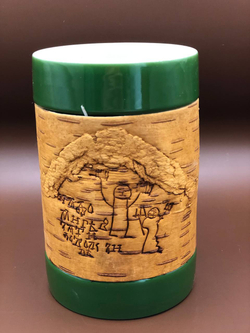 Кружка большая фарфоровая без ручки с берестой. Коллекция Онфим (Onfim)