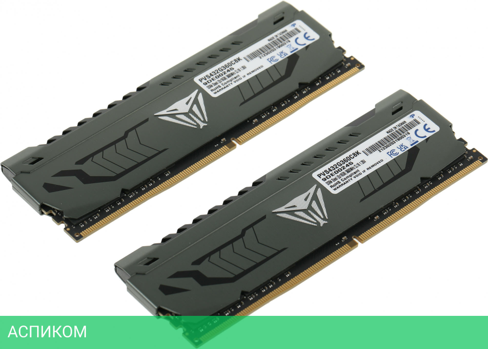 Оперативная память Patriot Viper Steel 2x16GB DDR4 PC4-28800 (PVS432G360C8K)