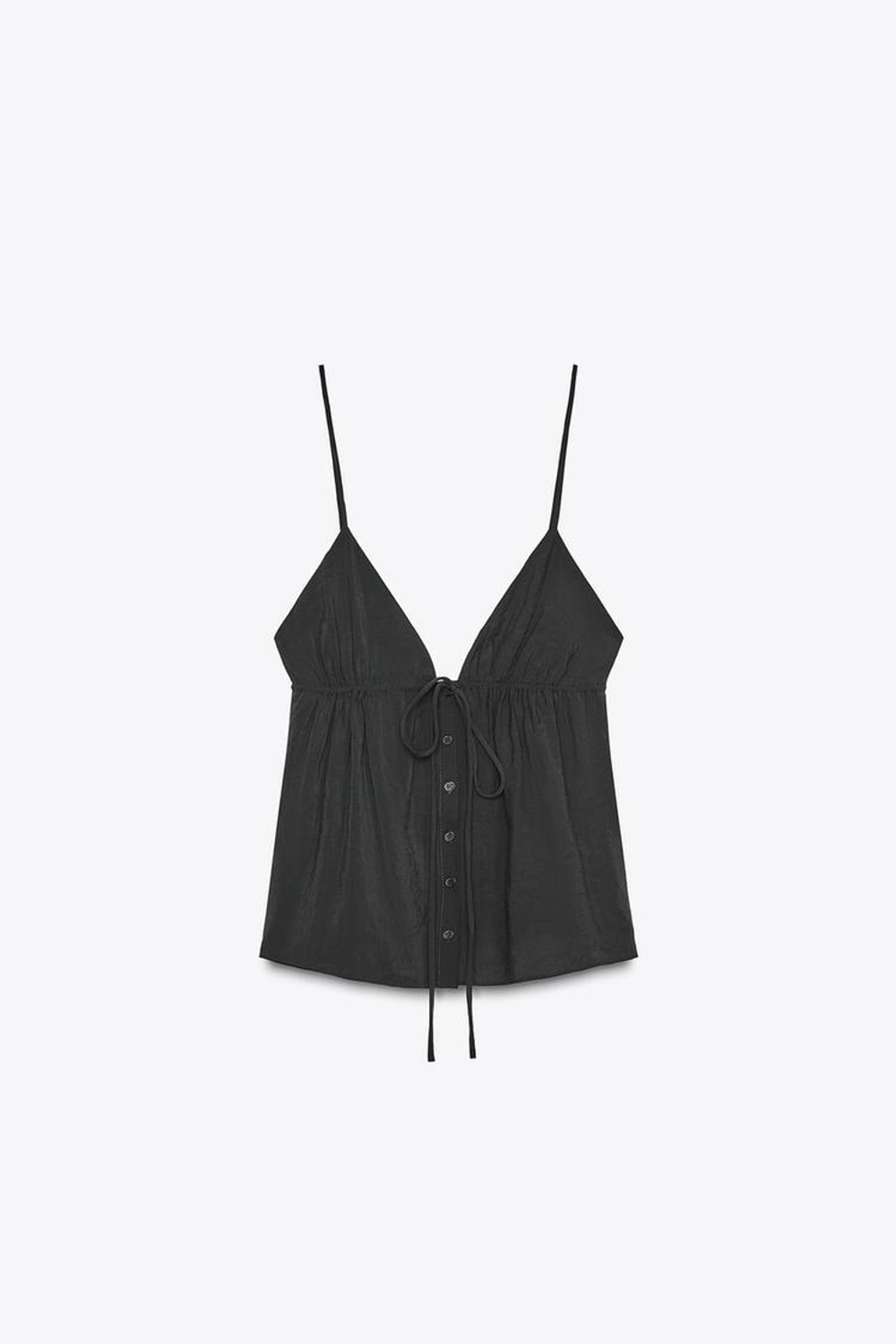 ZARA ТОП ИЗ СТРУЯЩЕЙСЯ ТКАНИ НА БРЕТЕЛЯХ, ЧЕРНЫЙ