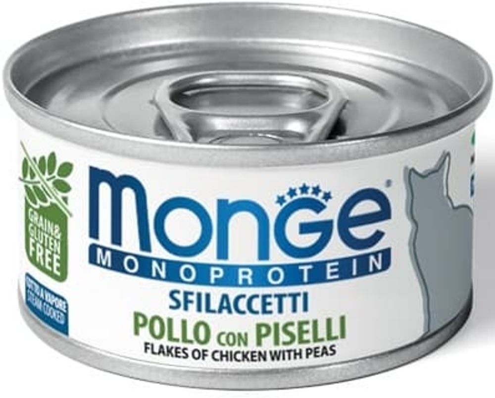 Monge Cat 80г Monoprotein хлопья для кошек из курицы с горошком