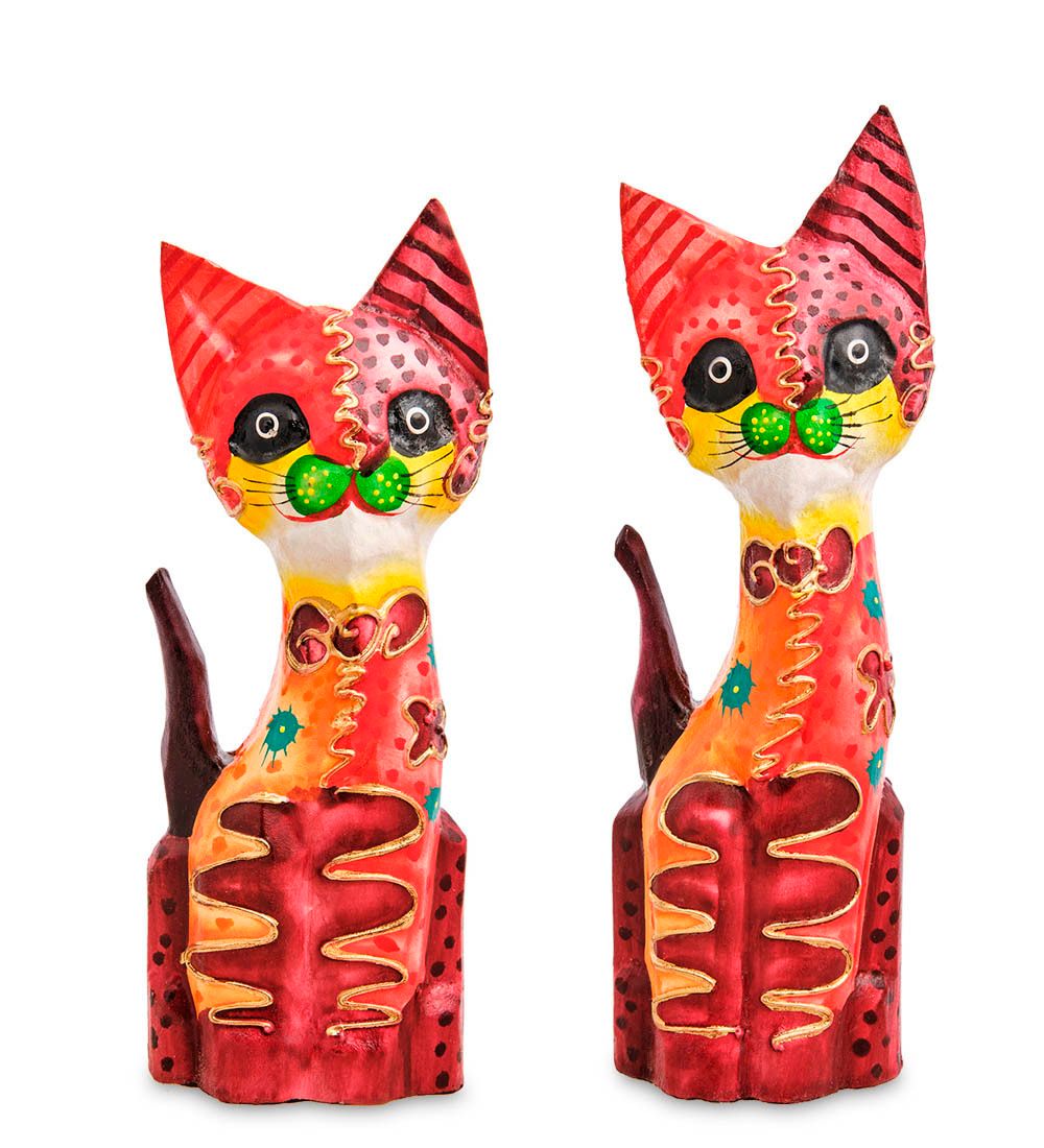 99-059 Фигурка «Кошка» н-р из двух 25, 20 см (албезия, о.Бали)